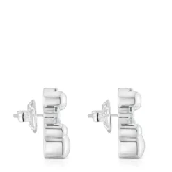Pendientes motivo oso de plata y cuarzo cristal de roca 23 mm Color Bear^TOUS Clearance