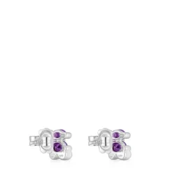 Pendientes motivo oso de y zafiro lila creado en laboratorio 8 mm Color Bear LGG^TOUS