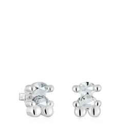 Pendientes motivo oso de y cuarzo cristal de roca 14 mm Color Bear^TOUS