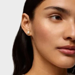 Pendientes oso con baño de oro 18 kt sobre plata y diamantes 1950^TOUS Hot