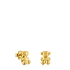 Pendientes oso con baño de oro 18 kt sobre plata 10 mm Bold Bear^TOUS Online