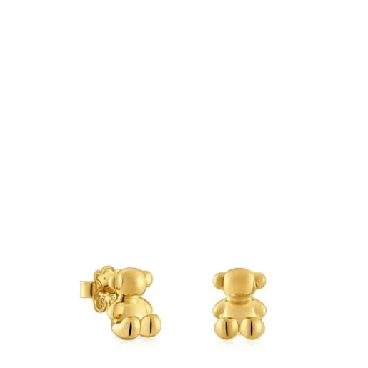 Pendientes oso con baño de oro 18 kt sobre plata 10 mm Bold Bear^TOUS Online