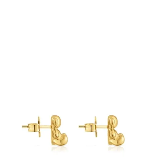 Pendientes oso con baño de oro 18 kt sobre plata 10 mm Bold Bear^TOUS Online
