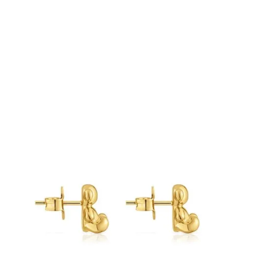 Pendientes oso con baño de oro 18 kt sobre plata 10 mm Bold Bear^TOUS Best