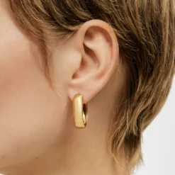 Pendientes oval con baño de oro 18 kt sobre plata Basics^TOUS