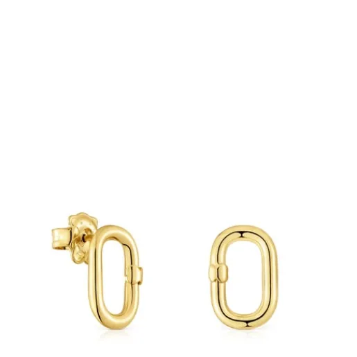 Pendientes pequeños con baño de oro 18 kt sobre plata Hold Oval^TOUS