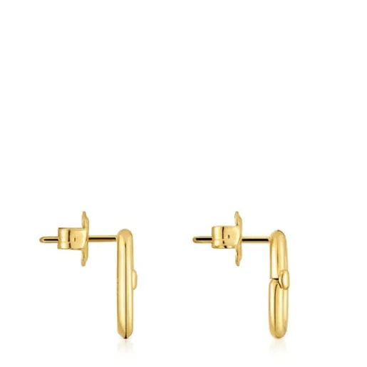 Pendientes pequeños con baño de oro 18 kt sobre plata Hold Oval^TOUS