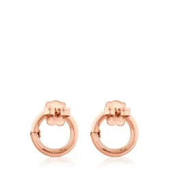 Pendientes pequeños con baño de oro rosa 18 kt sobre plata Hold^TOUS Outlet