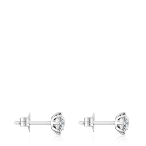Pendientes pequeños de oro blanco y diamantes 0,20 ct Les Classiques^TOUS