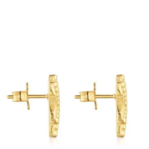 Pendientes pequeños oso con baño de oro de 18 kt sobre plata Grain^TOUS Clearance
