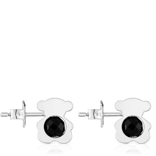 Pendientes pequeños oso de con ónix 12 mm I-Bear^TOUS New