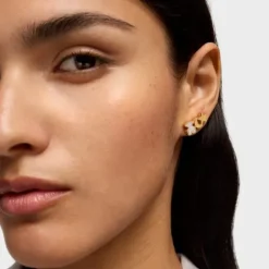 Pendientes trepadores con baño de oro 18 kt sobre plata y diamantes 1950^TOUS Clearance