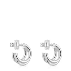 Pendientes triple aro cortos de plata Basics^TOUS Best