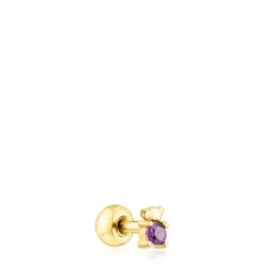 Piercing de acero IP dorado oso y amatista New Motif^TOUS Discount