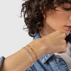Pulsera barbada con baño de oro 18 kt sobre plata Chain^TOUS Clearance