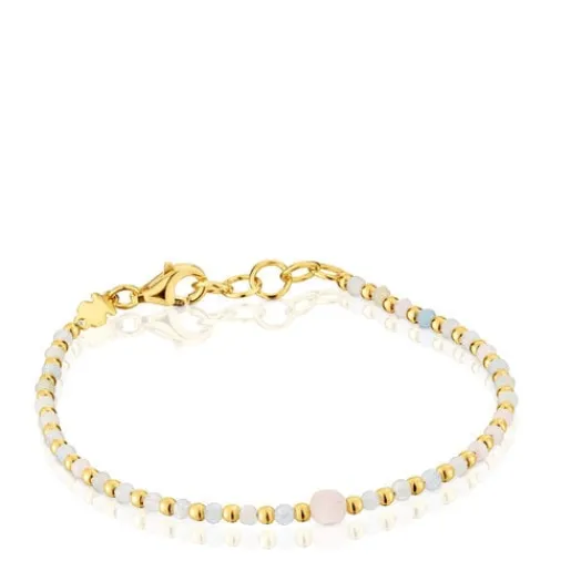 Pulsera bolas con baño de oro 18 kt sobre plata, berilo y morganita Basic Colors^TOUS Best
