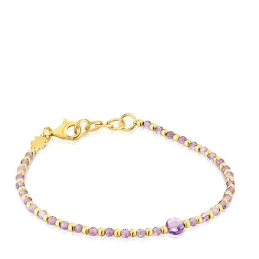 Pulsera bolas con baño de oro 18 kt sobre plata y amatista Basic Colors^TOUS Clearance