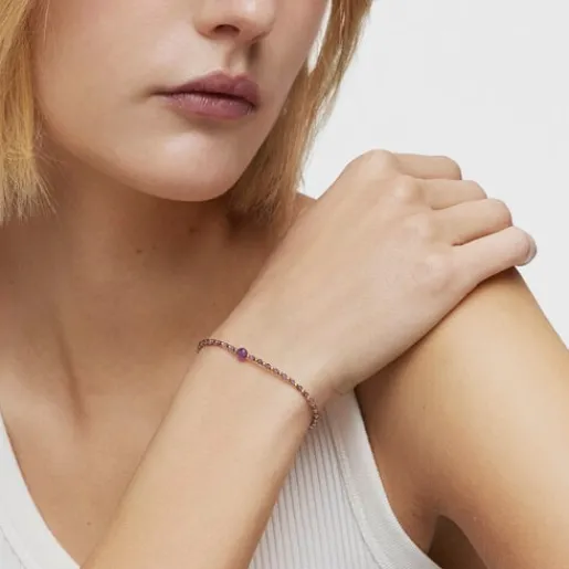 Pulsera bolas con baño de oro 18 kt sobre plata y amatista Basic Colors^TOUS Clearance