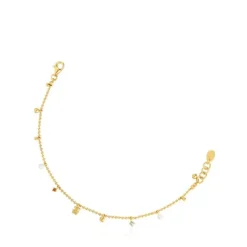 Pulsera cadena con baño de oro de 18 kt sobre plata, perlas cultivadas y gemas Grain^TOUS Clearance