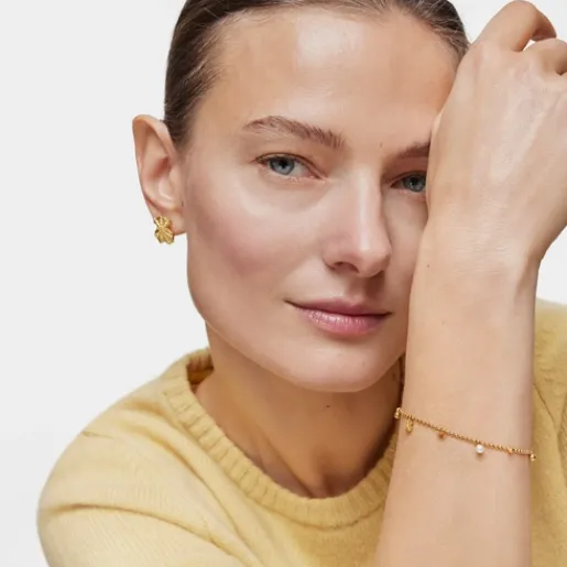 Pulsera cadena con baño de oro de 18 kt sobre plata, perlas cultivadas y gemas Grain^TOUS Clearance