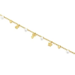 Pulsera cadena con baño de oro de 18 kt sobre plata, perlas cultivadas y motivos Grain^TOUS Sale