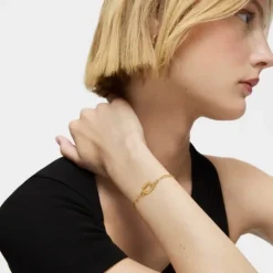 Pulsera cadena con baño de oro 18 kt sobre plata Hold Oval^TOUS Online