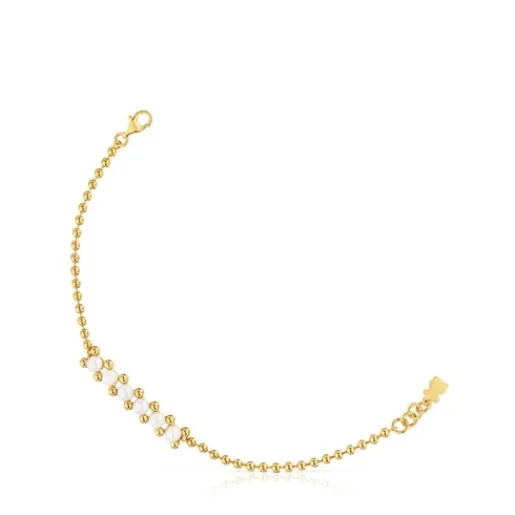 Pulsera cadena con baño de oro de 18 kt sobre plata y perlas cultivadas Gloss^TOUS Discount