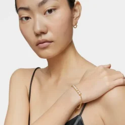 Pulsera cadena con baño de oro de 18 kt sobre plata y perlas cultivadas Gloss^TOUS Discount