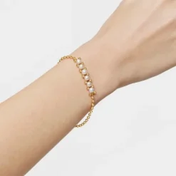Pulsera cadena con baño de oro de 18 kt sobre plata y perlas cultivadas Gloss^TOUS Discount