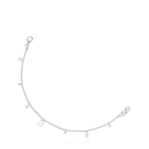 Pulsera cadena de plata, perlas cultivadas y detalle colgante oso Sweet Dolls^TOUS Best