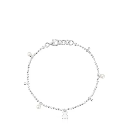 Pulsera cadena de plata, perlas cultivadas y detalle colgante oso Sweet Dolls^TOUS Best