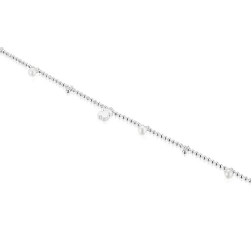 Pulsera cadena de plata, perlas cultivadas y detalle colgante oso Sweet Dolls^TOUS Best