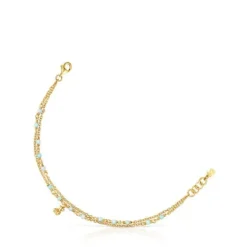 Pulsera con baño de oro 18 kt sobre plata y amazonita Bold Bear^TOUS Discount
