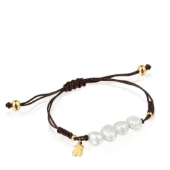 Pulsera con baño de oro 18 kt sobre plata y perlas cultivadas Nudos^TOUS