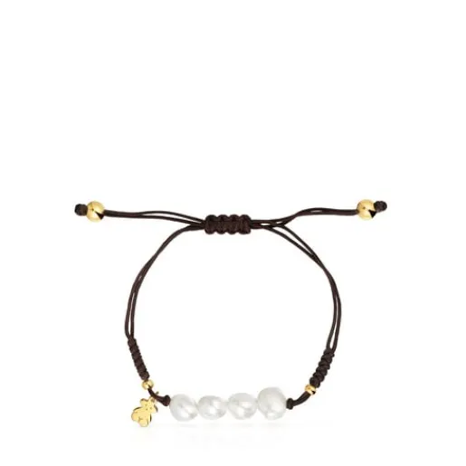 Pulsera con baño de oro 18 kt sobre plata y perlas cultivadas Nudos^TOUS