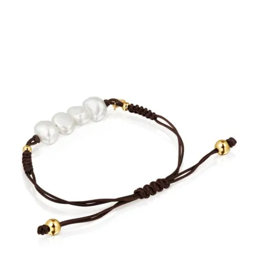 Pulsera con baño de oro 18 kt sobre plata y perlas cultivadas Nudos^TOUS