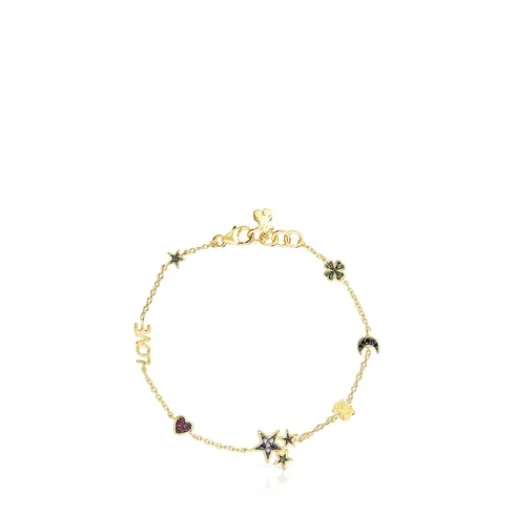 Pulsera con baño de oro 18 kt sobre plata y gemas Teddy Bear^TOUS Online