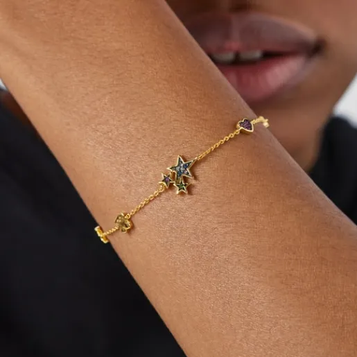 Pulsera con baño de oro 18 kt sobre plata y gemas Teddy Bear^TOUS Online