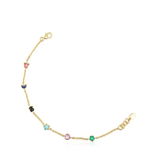 Pulsera con baño de oro 18 kt sobre plata y gemas 0,2-0,5 cm Glory^TOUS Hot