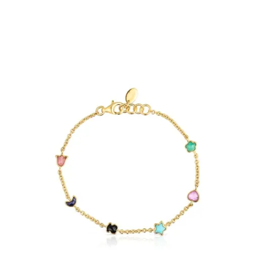 Pulsera con baño de oro 18 kt sobre plata y gemas 0,2-0,5 cm Glory^TOUS Hot