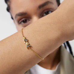 Pulsera con baño de oro 18 kt sobre plata y motivos de diamantes Nocturne^TOUS Online