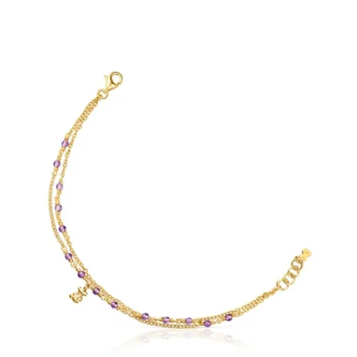 Pulsera con baño de oro 18 kt sobre plata y amatista Bold Bear^TOUS Clearance