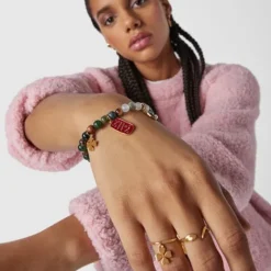 Pulsera con baño de oro 18 kt sobre plata y ágatas Good Vibes^TOUS Discount