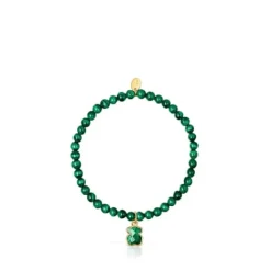 Pulsera con baño de oro 18 kt sobre plata y malaquita Icon Color^TOUS Discount