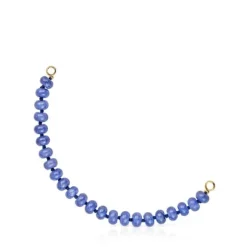 Pulsera con baño de oro 18 kt sobre plata y cuarzita azul Hold Oval^TOUS New