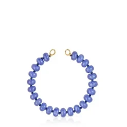 Pulsera con baño de oro 18 kt sobre plata y cuarzita azul Hold Oval^TOUS New