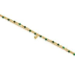 Pulsera con baño de oro 18 kt sobre plata y malaquita Bold Bear^TOUS Sale