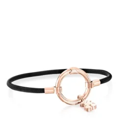 Pulsera con baño de oro rosa 18 kt sobre plata y acero IP negro Hold^TOUS Outlet