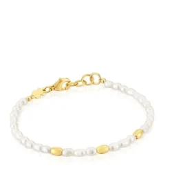 Pulsera con perlas cultivadas y baño de oro de 18 kt sobre plata Gloss^TOUS