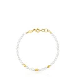 Pulsera con perlas cultivadas y baño de oro de 18 kt sobre plata Gloss^TOUS